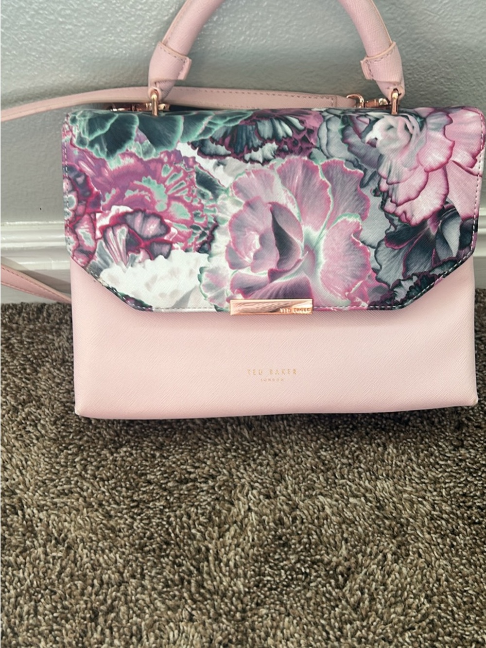Ted Baker Pink Floral-Print Top-Handle Crossbody